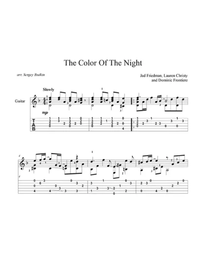The Color Of The Night (из фильма Цвет ночи) для гитары