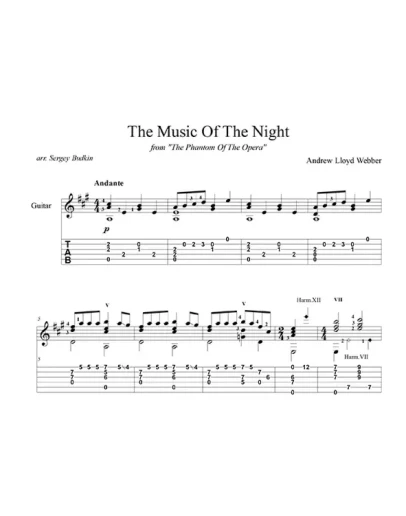 The Music Of The Night (Призрак оперы) для гитары