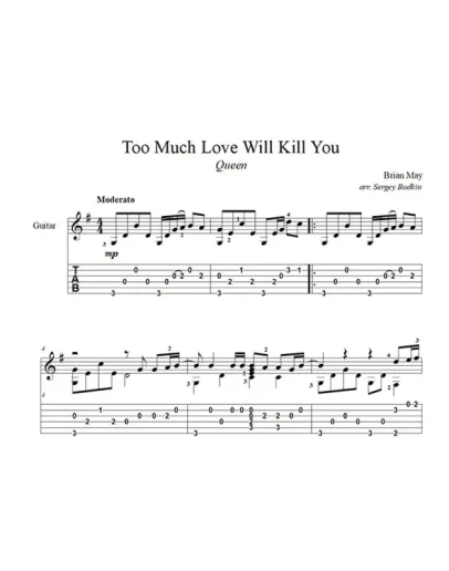 Too much love will kill you (Queen) для гитары