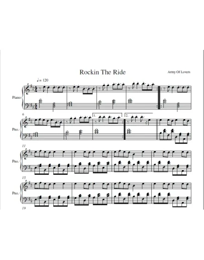 Army Of Lovers - Rockin The Ride (ноты для фортепиано)