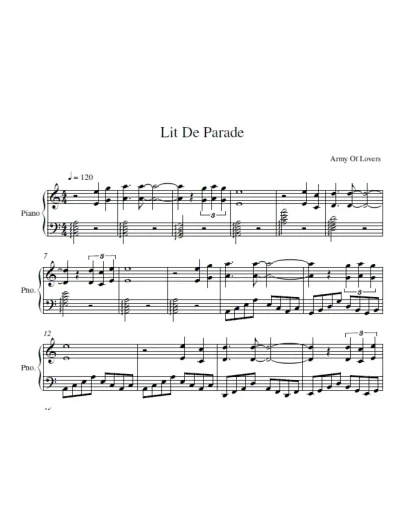 Army Of Lovers - Lit De Parade (ноты для фортепиано)