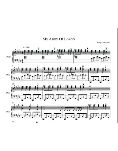 Army Of Lovers - My Army Of Lovers (ноты фортепиано)