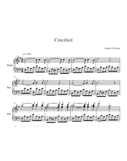 Army Of Lovers - Crucified (ноты для фортепиано)
