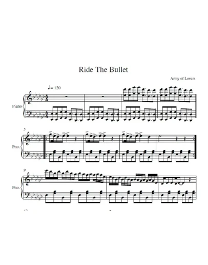 Army Of Lovers - Ride The Bullet (ноты для фортепиано)
