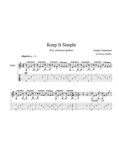 Keep It Simple (Томми Эммануэль)для классической гитары