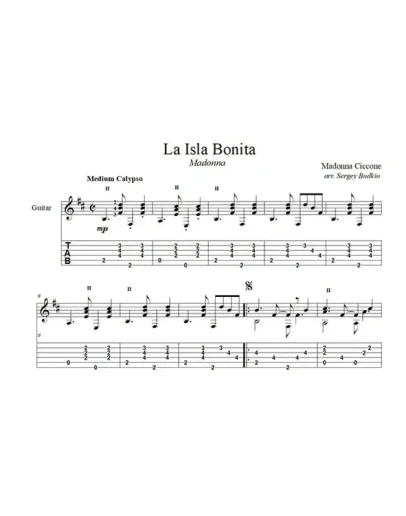 La Isla Bonita (Мадонна) для гитары