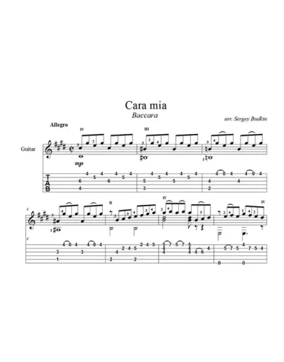 Cara Mia (Baccara) для гитары
