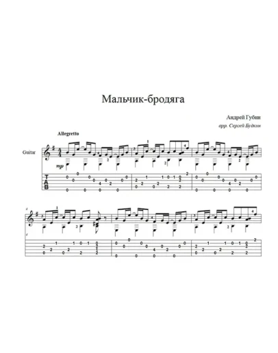 Мальчик-бродяга (Андрей Губин) для гитары