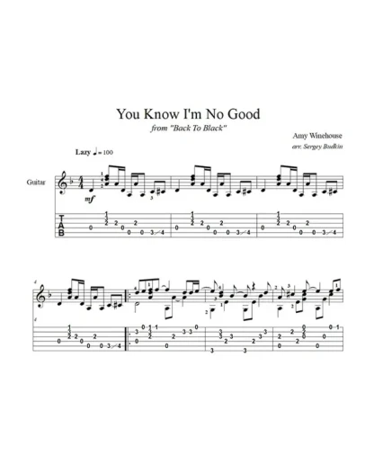 You Know I'm No Good (Эми Уайнхаус) для гитары