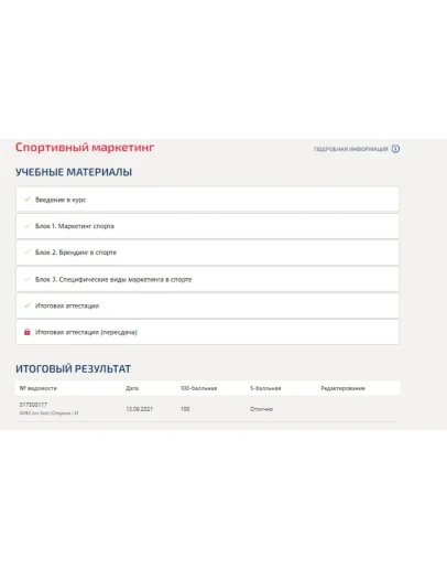 Спортивный маркетинг.Итоговый тест Синергия 100баллов