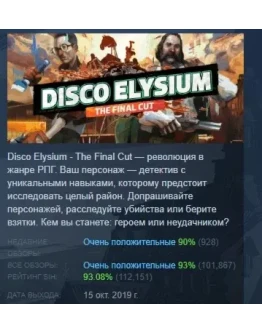 Disco Elysium - The Final Cut STEAM РОССИЯ Disco Elysium - The Final Cut STEAM РОССИЯ