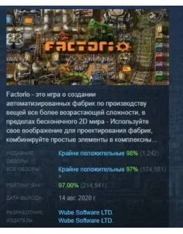 Factorio АВТОДОСТАВКА STEAM РОССИЯ Factorio АВТОДОСТАВКА STEAM РОССИЯ