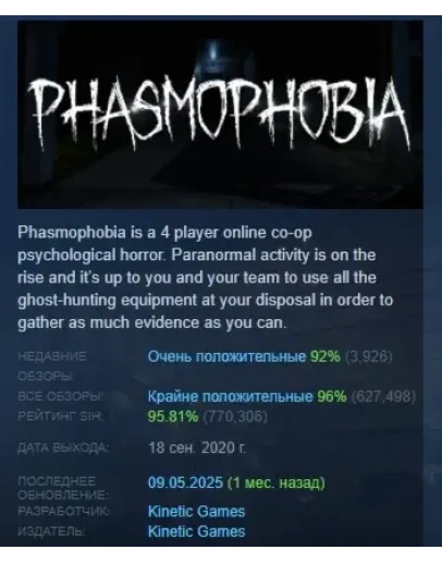 Phasmophobia АВТОДОСТАВКА STEAM РОССИЯ Phasmophobia АВТОДОСТАВКА STEAM РОССИЯ
