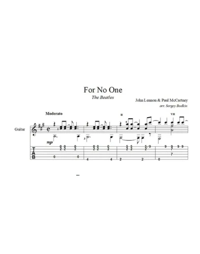 For No One (The Beatles) для гитары