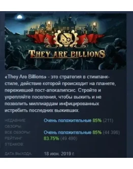 They Are Billions АВТОДОСТАВКА STEAM GIFT РОССИЯ