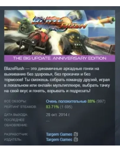 BlazeRush АВТОДОСТАВКА STEAM GIFT FOR RUSSIA