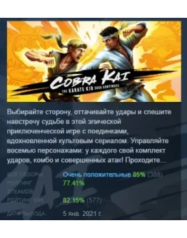 Cobra Kai: The Karate Kid Saga Continues STEAM РОССИЯ