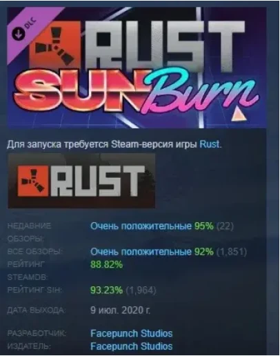 Rust - Sunburn Pack DLC STEAM РОССИЯ