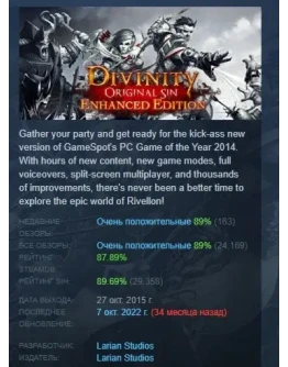 Divinity: Original Sin Enhanced Edition STEAM РОССИЯ Divinity: Original Sin Enhanced Edition STEAM РОССИЯ