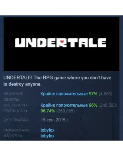 Undertale АВТОДОСТАВКА STEAM РОССИЯ