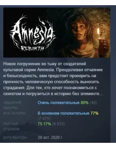 Amnesia Rebirth АВТОДОСТАВКА STEAM GIFT РОССИЯ Amnesia Rebirth АВТОДОСТАВКА STEAM GIFT РОССИЯ