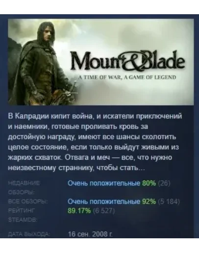 Mount and Blade АВТОДОСТАВКА STEAM РОССИЯ