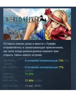 ONE PIECE WORLD SEEKER АВТОДОСТАВКА STEAM РОССИЯ