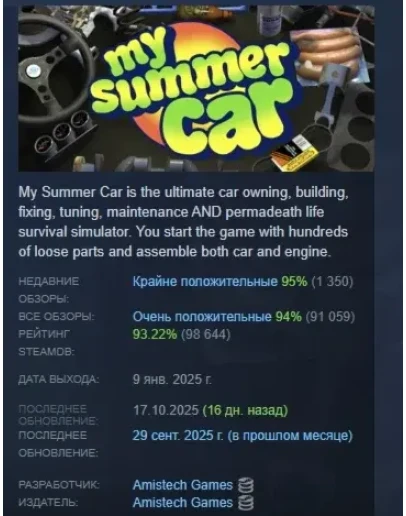 My Summer Car АВТОДОСТАВКА STEAM GIFT РОССИЯ