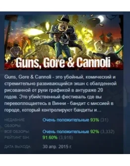 Guns, Gore and Cannoli АВТОДОСТАВКА STEAM РОССИЯ