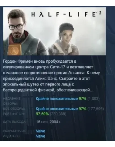 Half-Life 2 АВТОДОСТАВКА STEAM РОССИЯ
