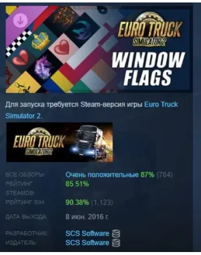 Euro Truck Simulator 2 - Window Flags STEAM РОССИЯ
