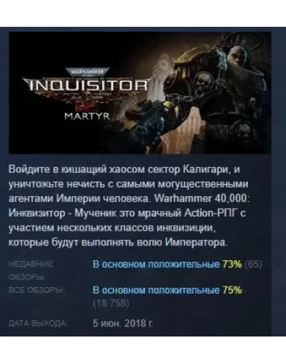Warhammer 40,000: Inquisitor - Martyr STEAM РОССИЯ