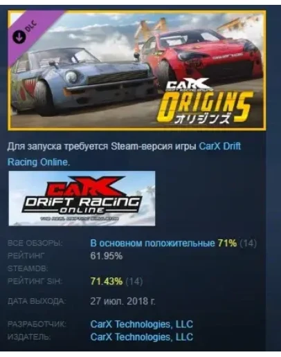 CarX Drift Racing Online - Origins DLC STEAM РОССИЯ CarX Drift Racing Online - Origins DLC STEAM РОССИЯ