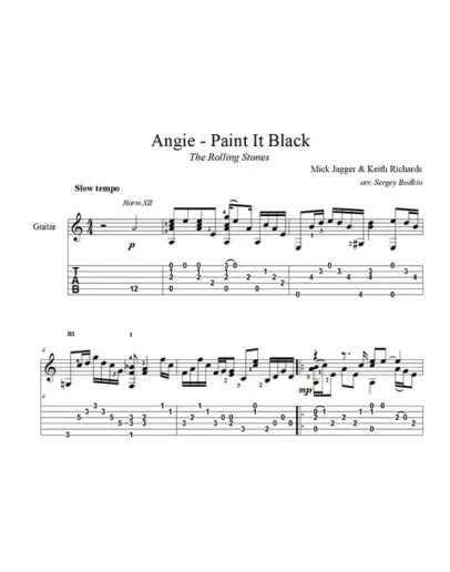 Angie - Paint It Black (the Rolling Stones) для гитары