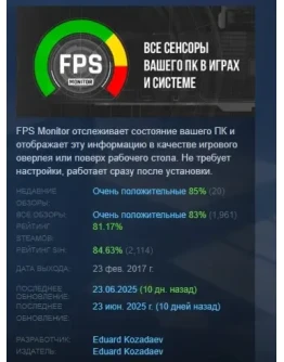FPS Monitor hardware in-game & desktop overlays STEAM FPS Monitor hardware in-game & desktop overlays STEAM