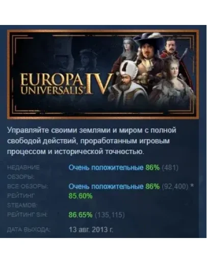 Europa Universalis IV АВТОДОСТАВКА STEAM РОССИЯ