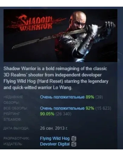 Shadow Warrior АВТОДОСТАВКА STEAM РОССИЯ