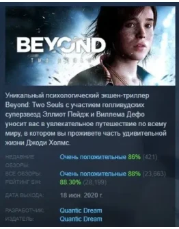 Beyond: Two Souls АВТОДОСТАВКА STEAM РОССИЯ
