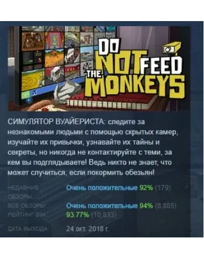 Do Not Feed The Monkeys АВТОДОСТАВКА STEAM РОССИЯ