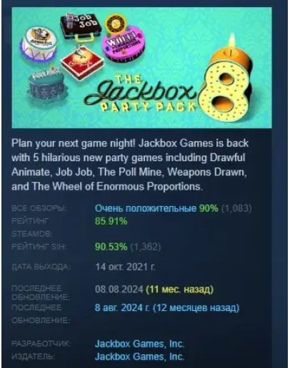 The Jackbox Party Pack 8 АВТОДОСТАВКА STEAM РОССИЯ