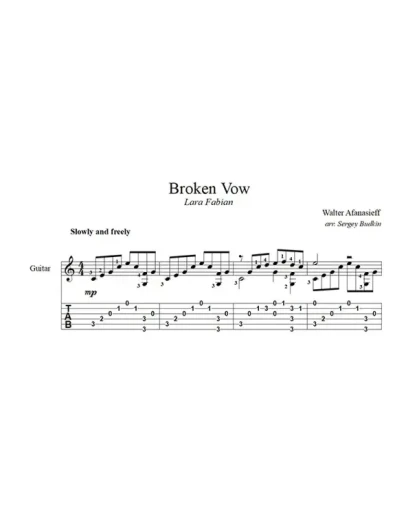 Broken Vow (Лара Фабиан) для гитары