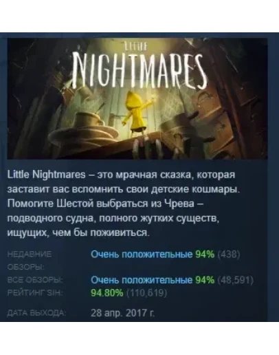 Little Nightmares АВТОДОСТАВКА STEAM РОССИЯ