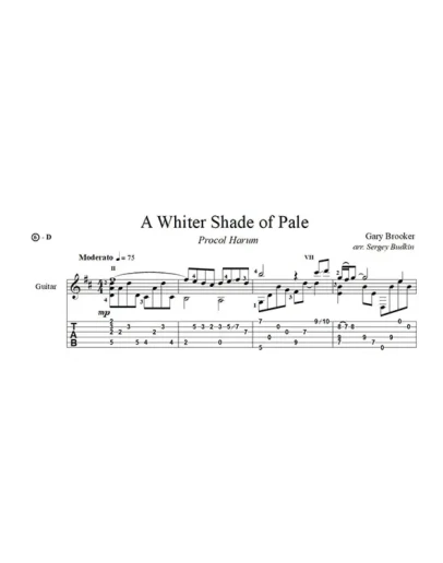 A Whiter Shade of Pale (Procol Harum) для гитары
