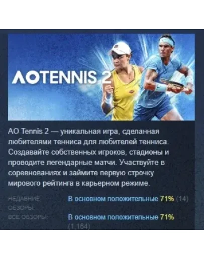 AO Tennis 2 АВТОДОСТАВКА STEAM РОССИЯ