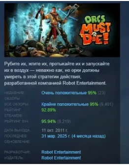 Orcs Must Die! АВТОДОСТАВКА STEAM РОССИЯ