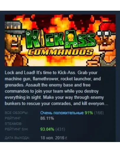 Kick Ass Commandos АВТОДОСТАВКА STEAM РОССИЯ