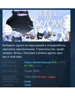 Feel The Snow АВТОДОСТАВКА STEAM РОССИЯ