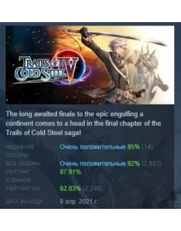The Legend of Heroes: Trails of Cold Steel IV STEAM РФ The Legend of Heroes: Trails of Cold Steel IV STEAM РФ