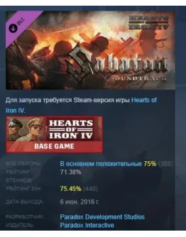 Hearts of Iron IV: Sabaton Soundtrack DLC STEAM РОССИЯ