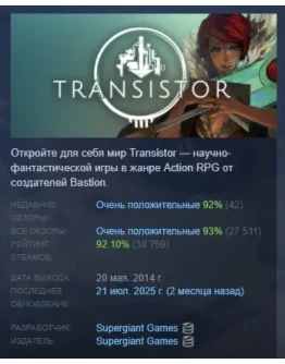 Transistor АВТОДОСТАВКА STEAM РОССИЯ Transistor АВТОДОСТАВКА STEAM РОССИЯ
